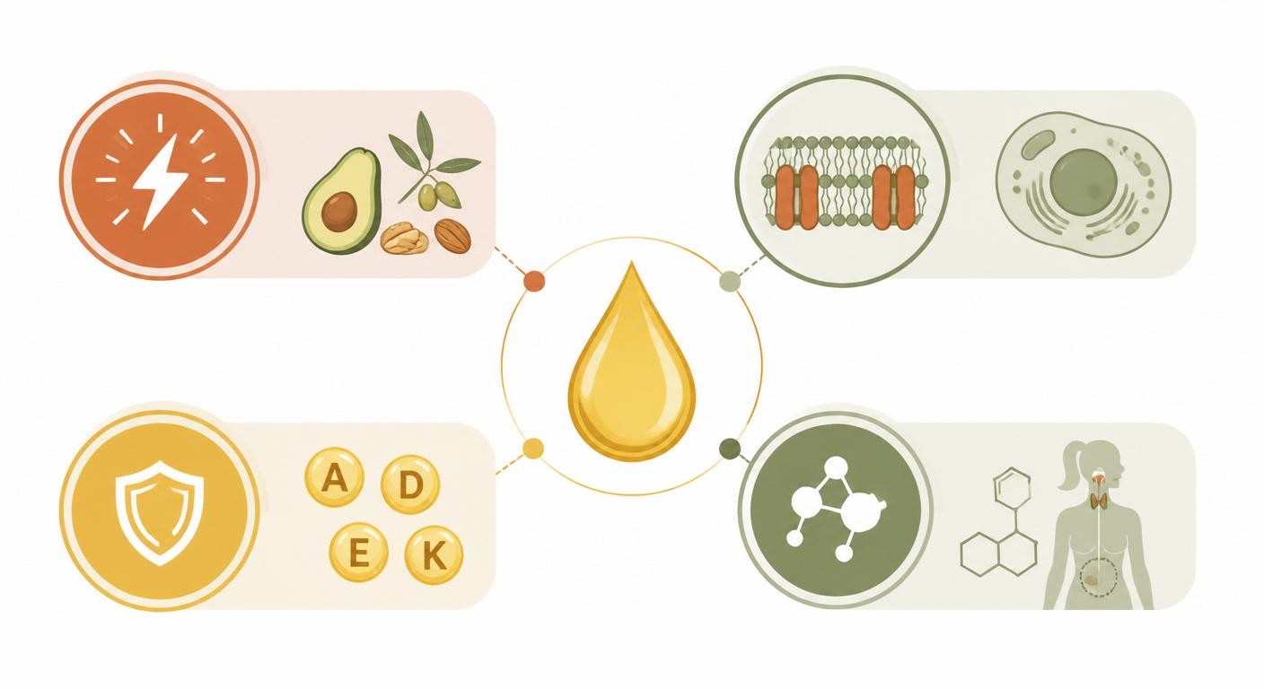 Infographie des quatre rôles essentiels des lipides dans l'organisme