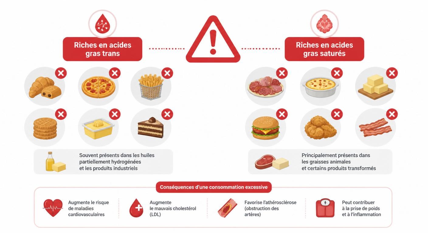 Infographie des aliments riches en mauvais lipides à limiter
