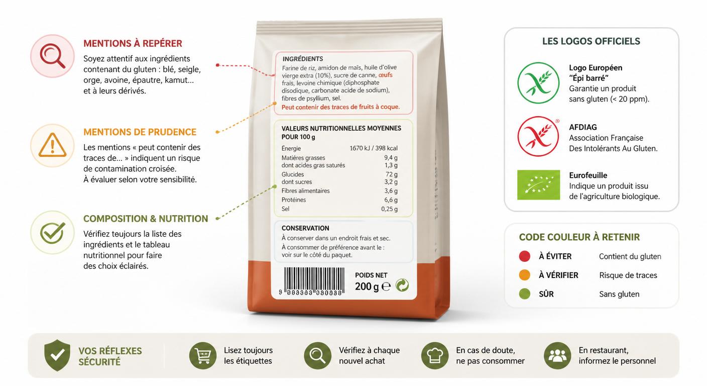 Infographie de lecture d'étiquette sans gluten