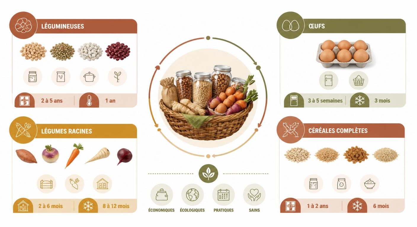 Infographie des aliments à privilégier pour une liste de courses anti-gaspi
