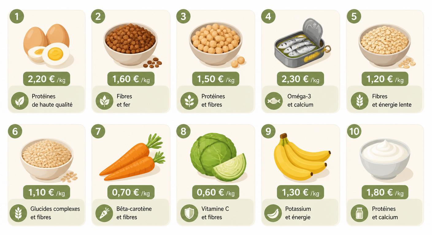 Top 10 des aliments équilibrés disponibles à petit budget pour une liste de courses saine