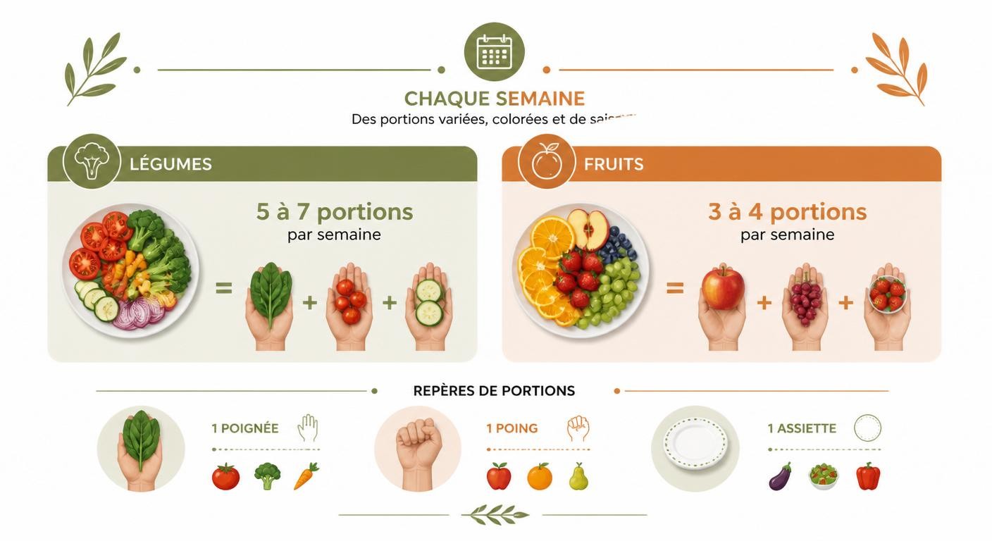 Quantités hebdomadaires de légumes et fruits pour le régime méditerranéen