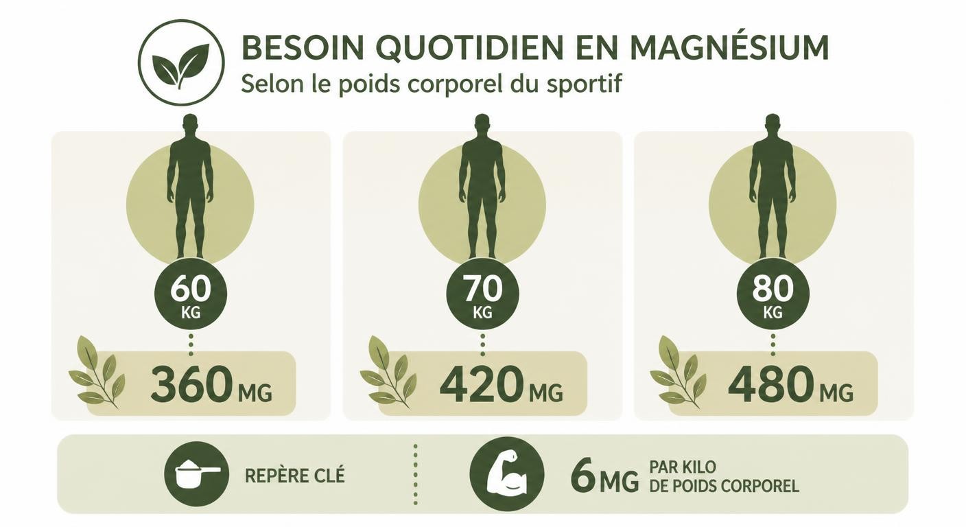 Infographie du dosage de magnésium selon le poids du sportif