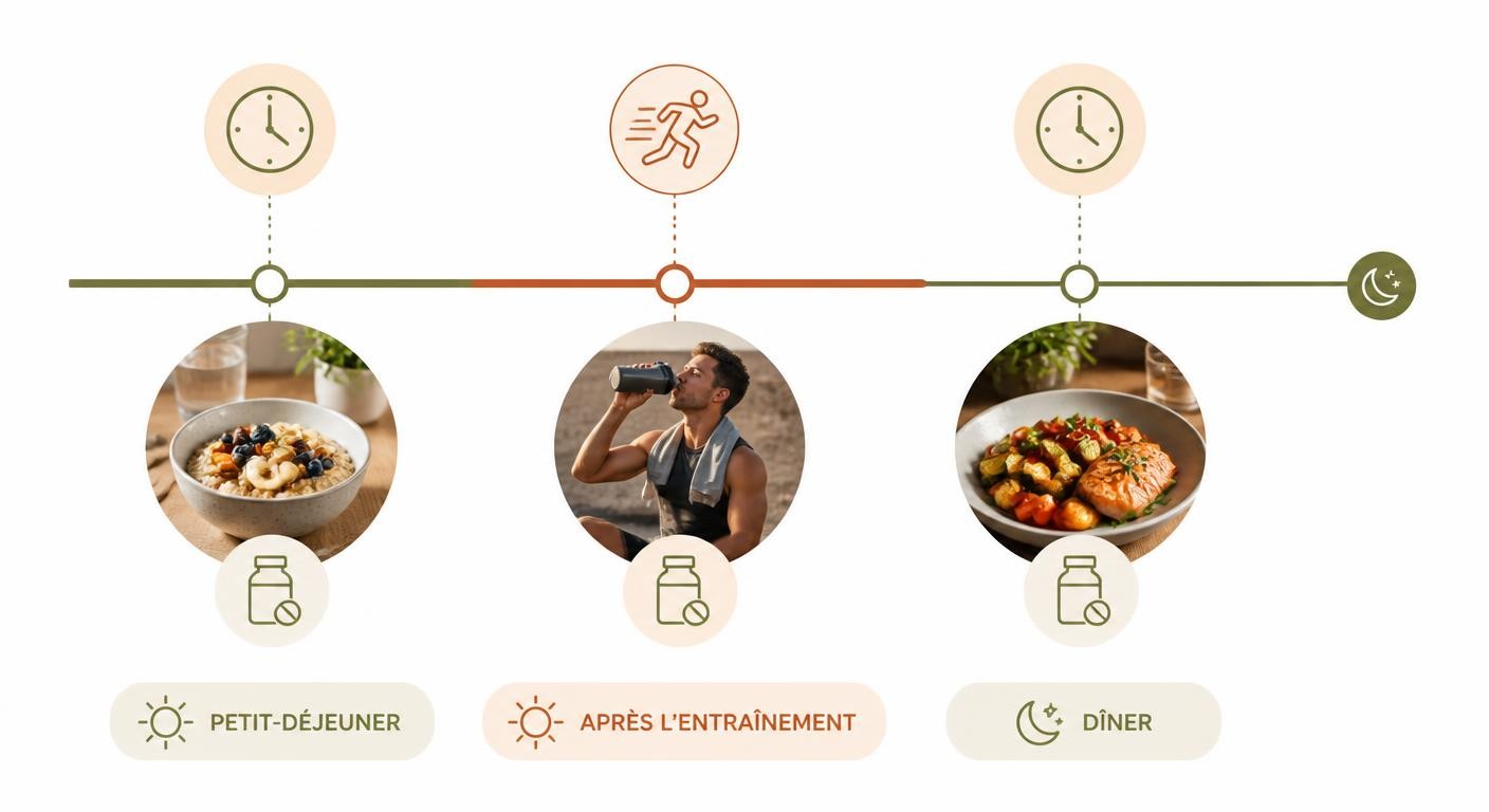 Infographie du timing de prise du magnésium sur une journée
