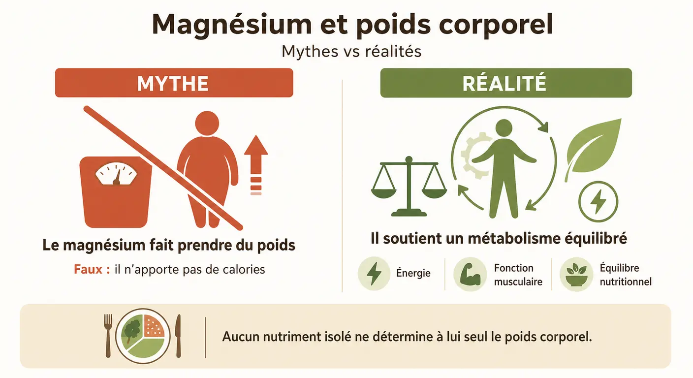 Infographie mythes et réalités sur le magnésium et le poids