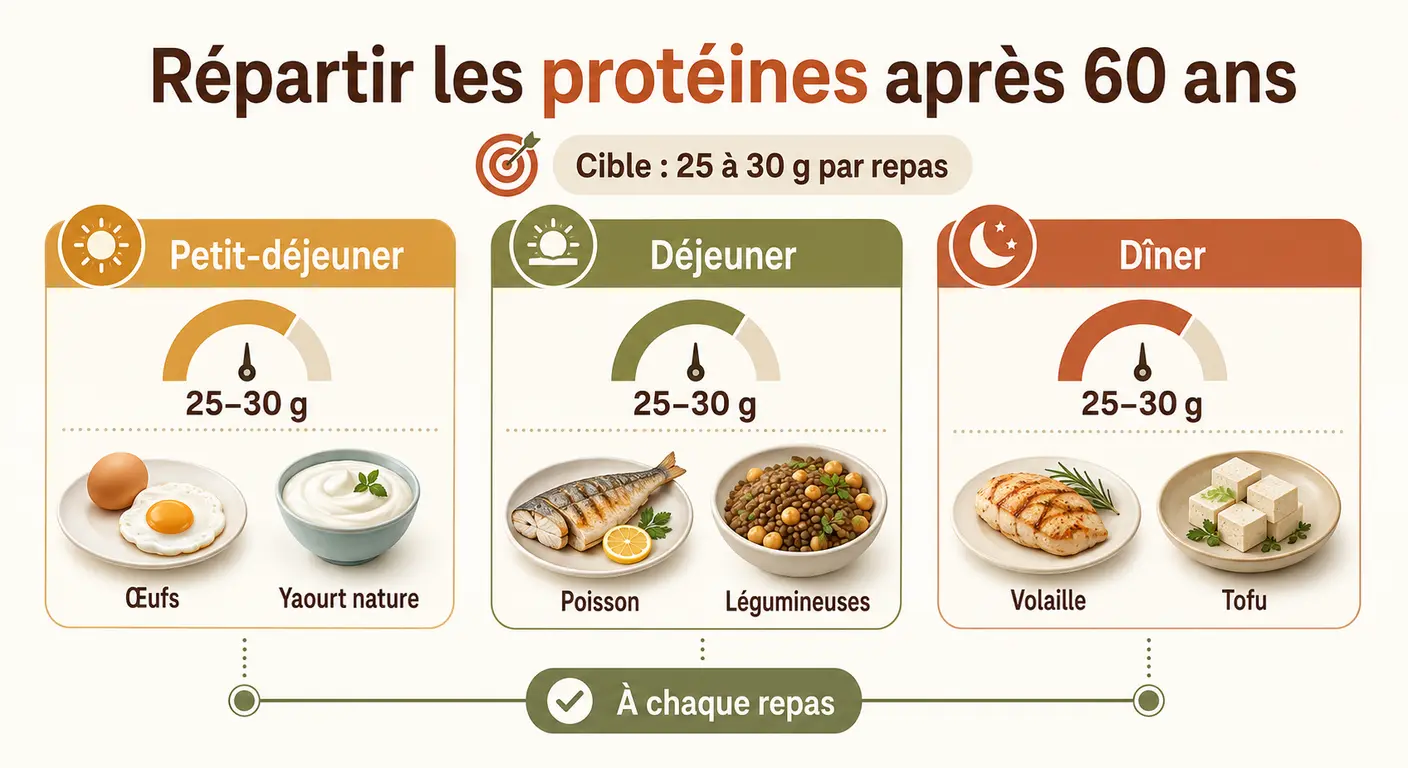 Comment répartir les protéines à chaque repas pour maigrir après 60 ans sans perdre de muscle