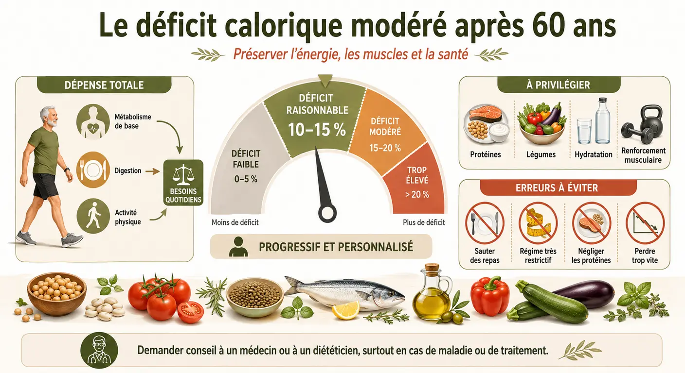 Combien de calories par jour pour maigrir à 60 ans : principe du déficit modéré