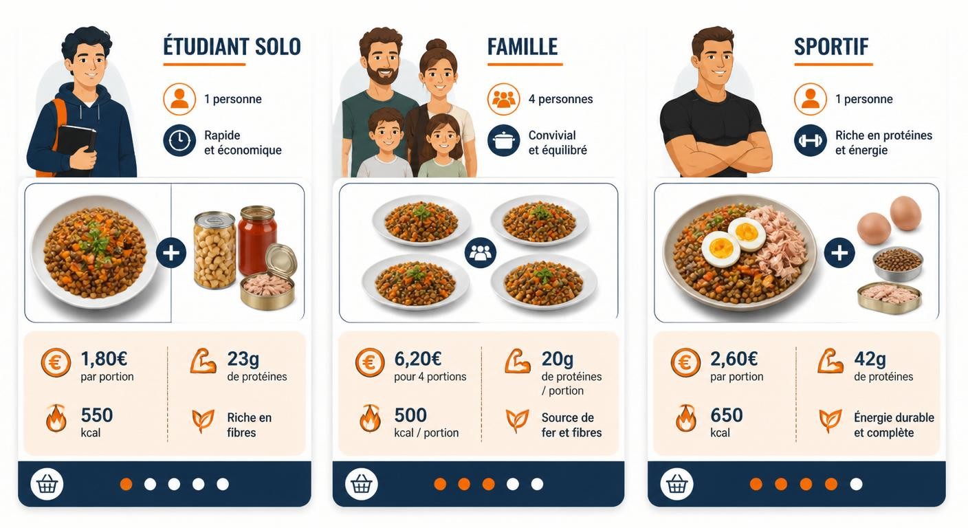 Comparaison de trois profils nutritionnels adaptés à un budget de 30 euros par semaine
