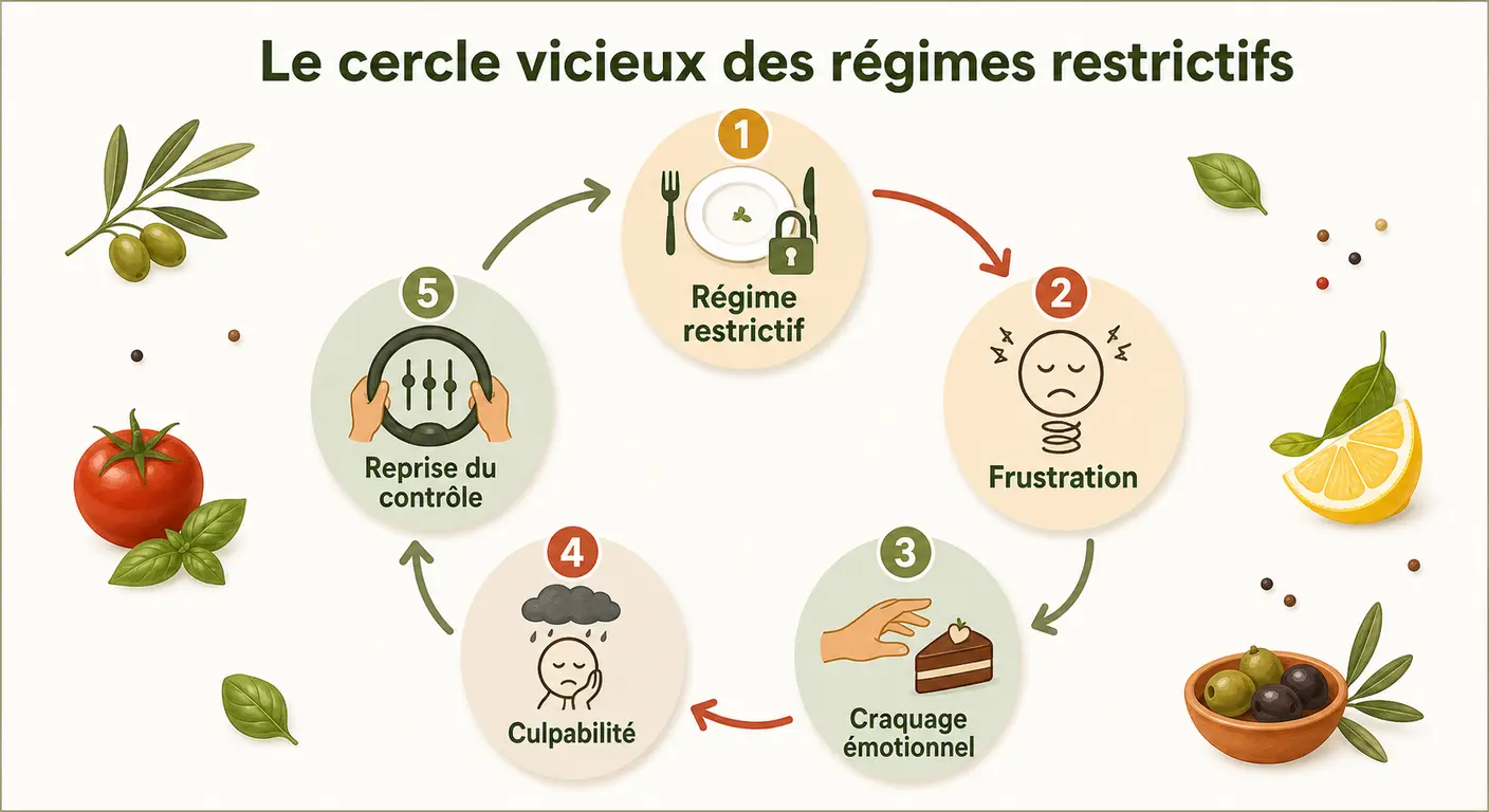 Cercle vicieux entre restriction, craquage et culpabilité