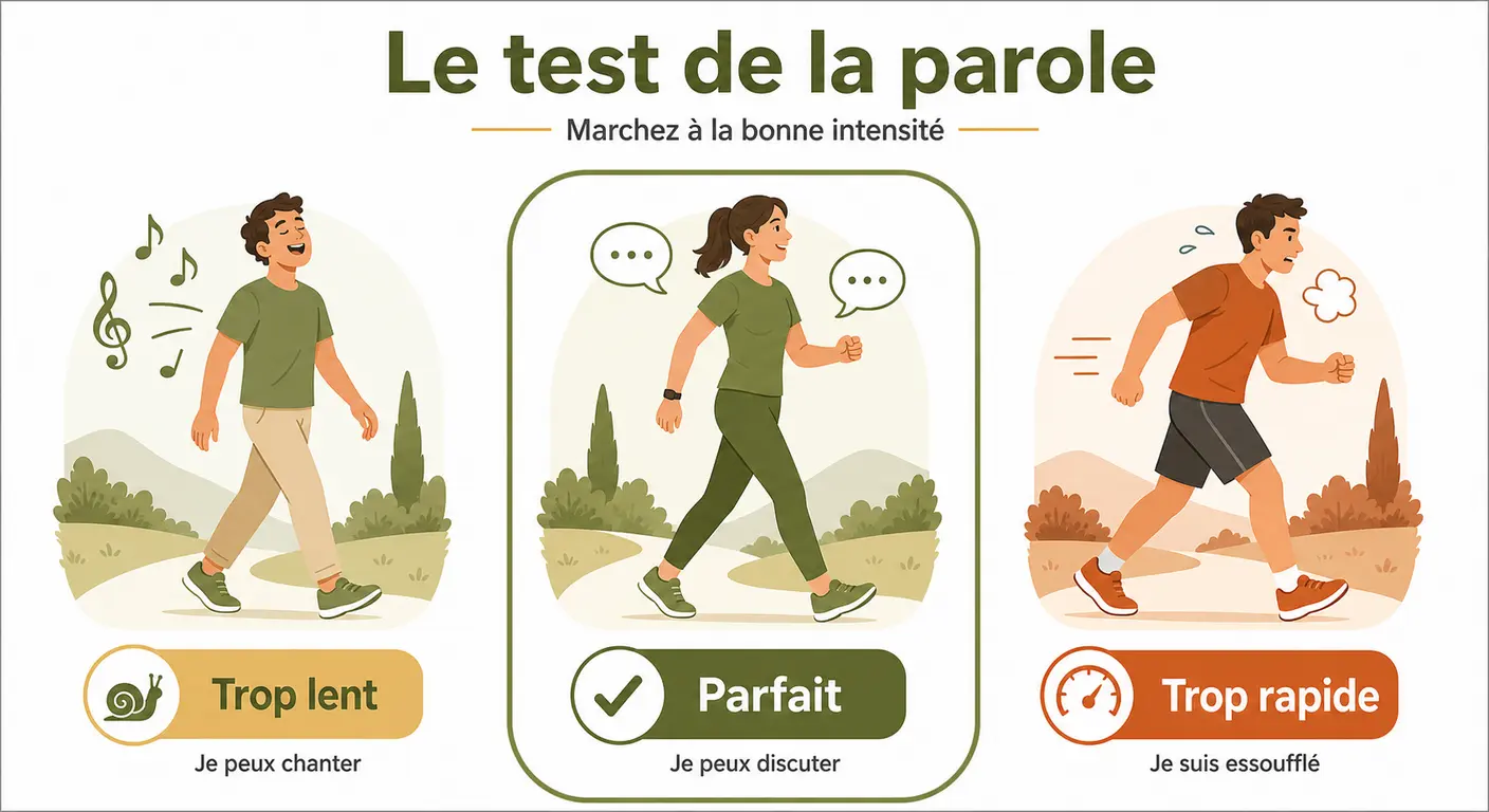 Test de la parole pour trouver la bonne allure de marche