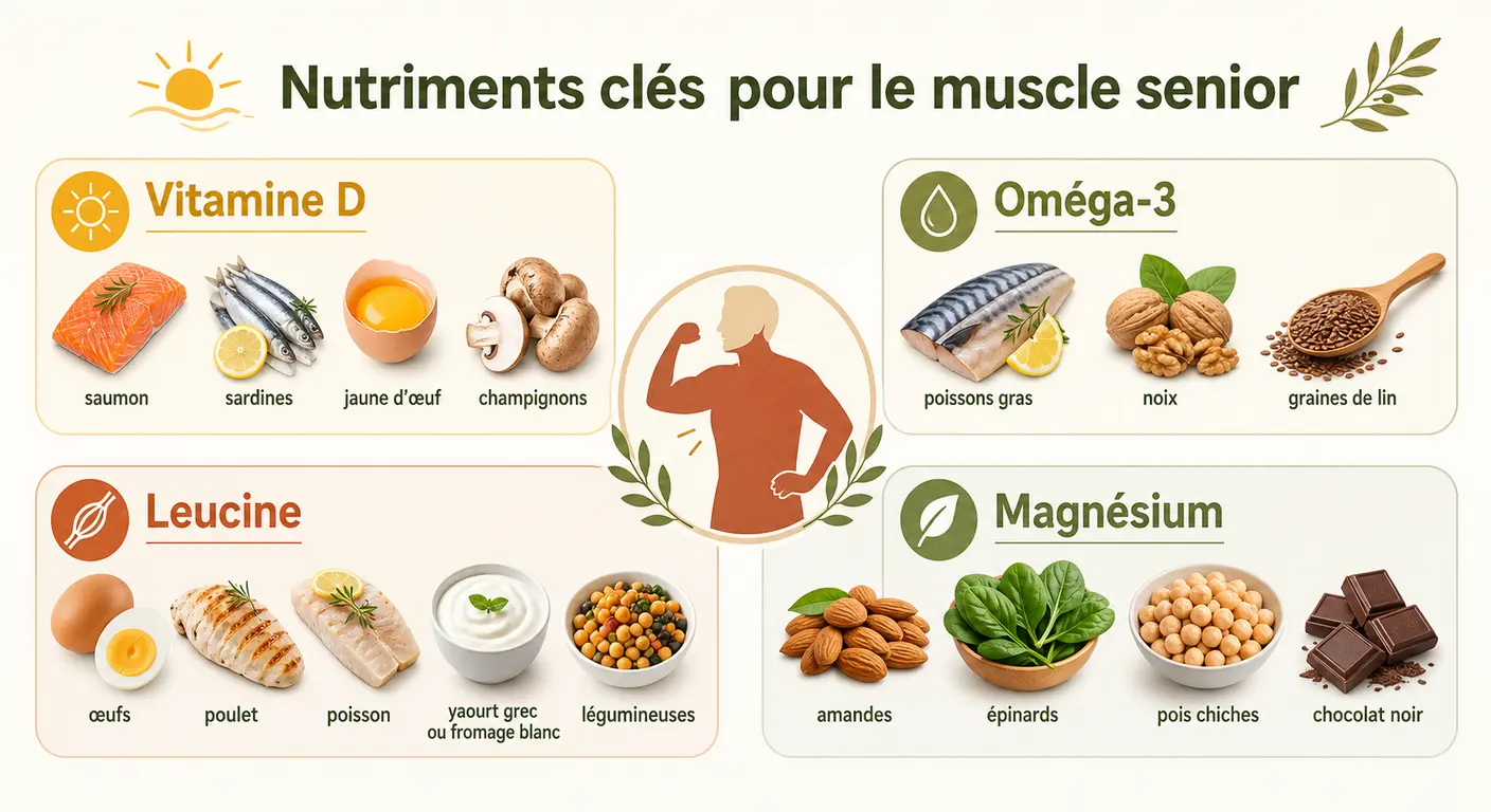 Infographie des micronutriments alliés du muscle senior