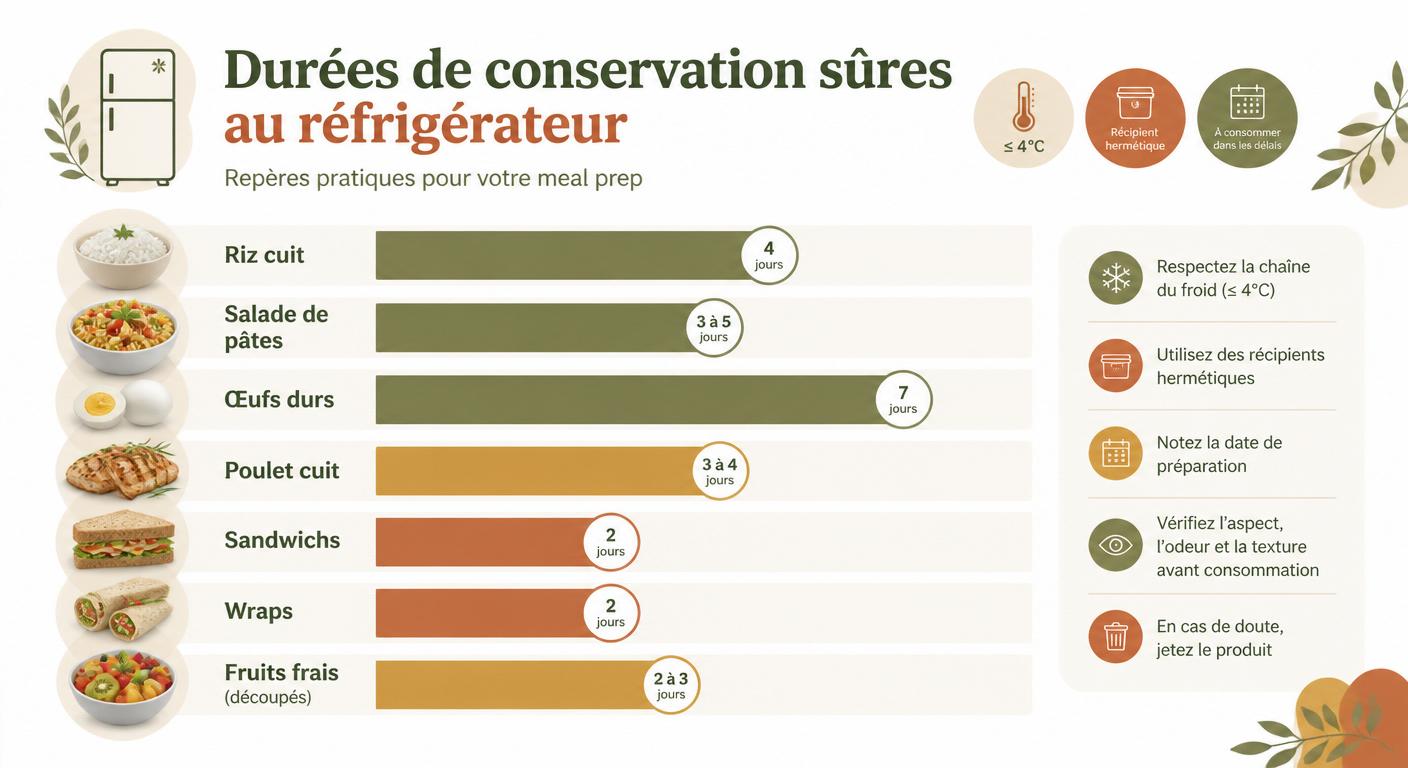 Infographie des durées de conservation des aliments en lunch box