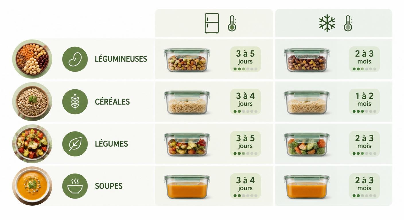 Infographie des durées de conservation des repas végétariens