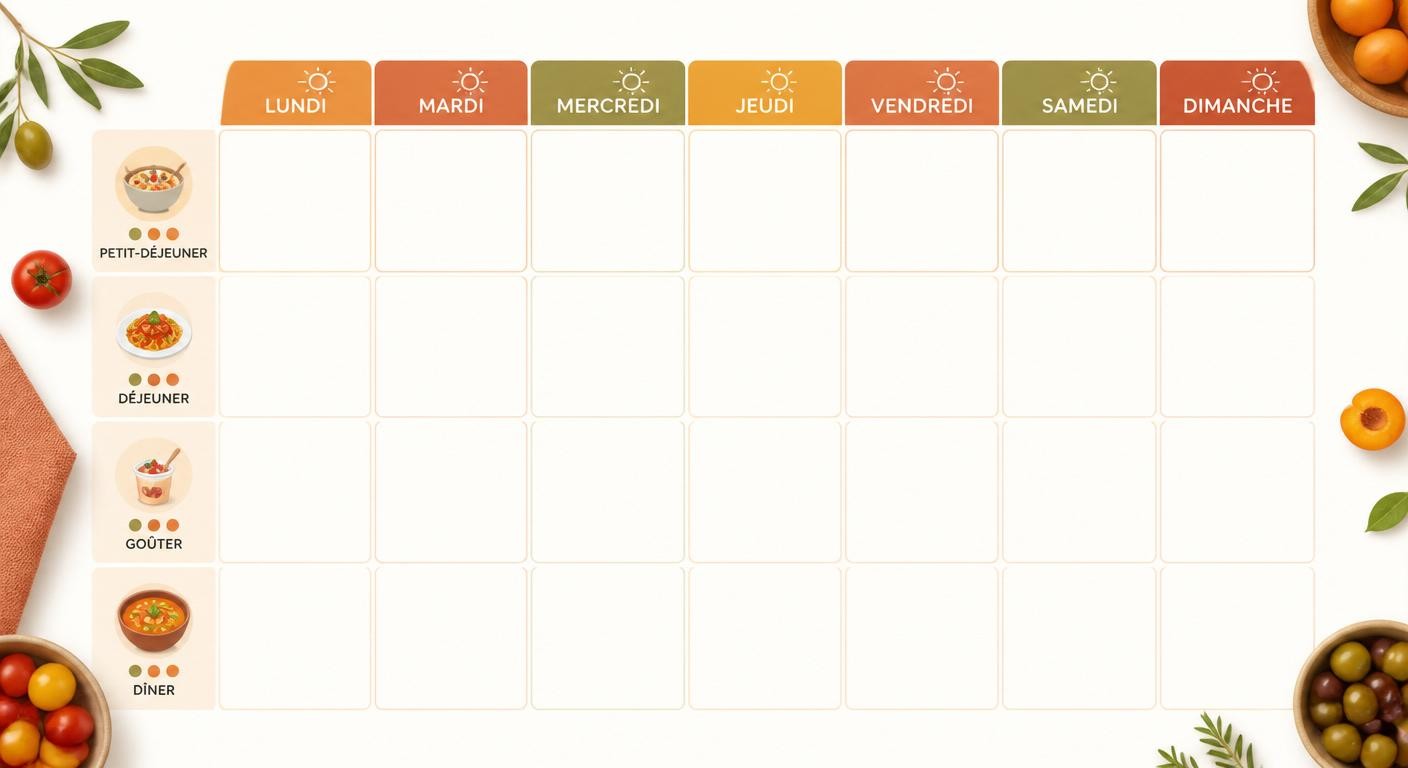 Exemple de menu équilibré pour enfant sur sept jours à imprimer