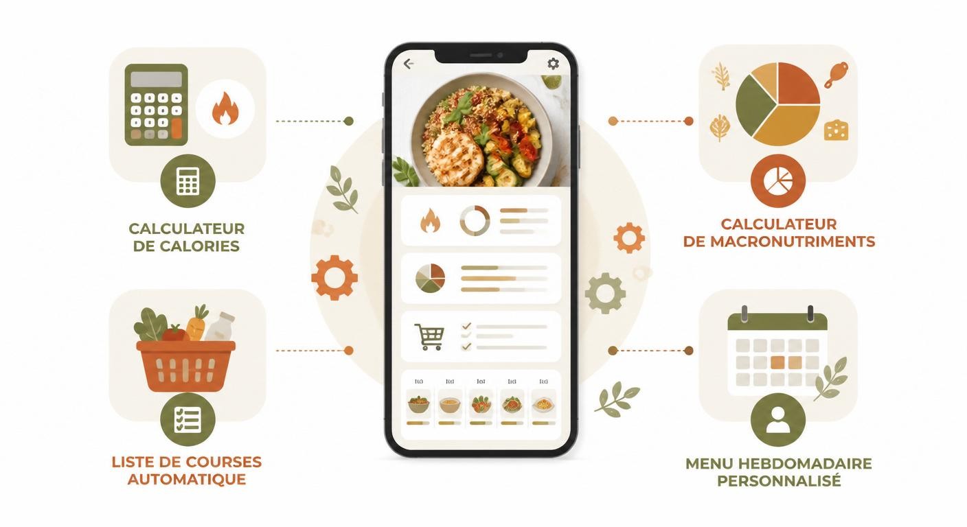 Infographie des outils gratuits pour créer un menu équilibré de la semaine