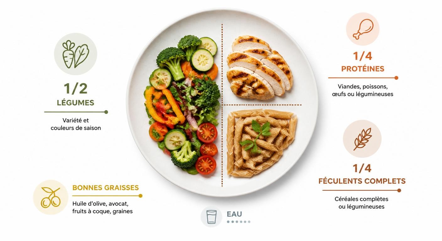 Infographie de l'assiette équilibrée idéale pour un menu de la semaine