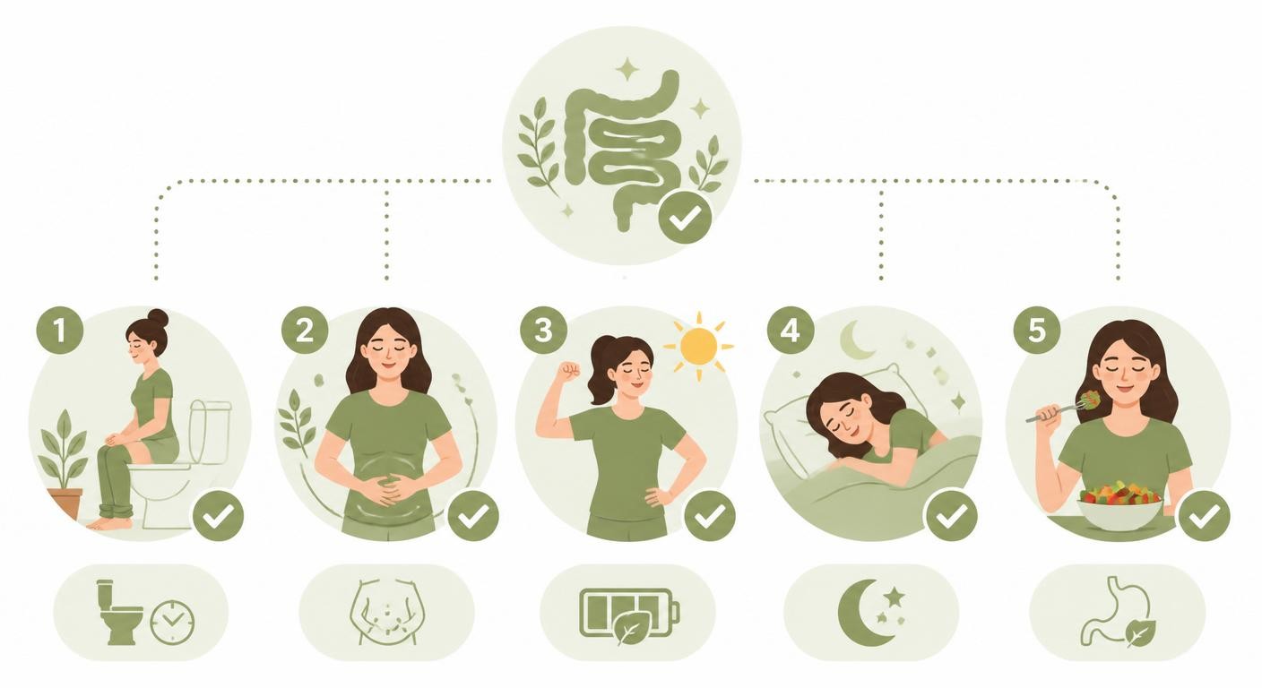 Infographie des signaux d'amélioration du microbiote intestinal