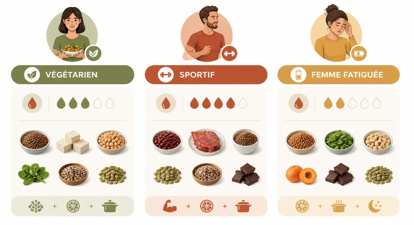 Besoins en fer adaptés aux profils végétarien, sportif et femme fatiguée