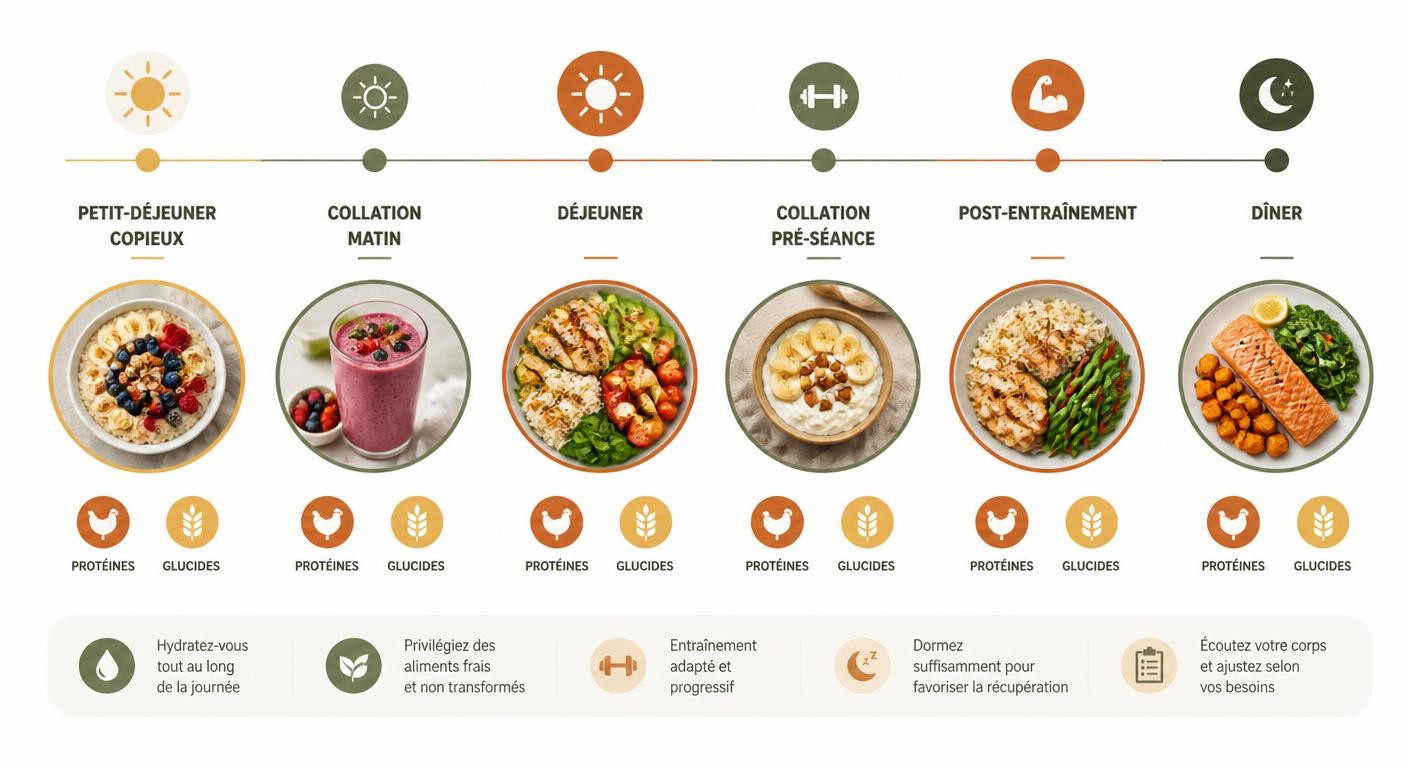 Journée type d'un sportif en prise de masse sans gluten 2 600 kcal