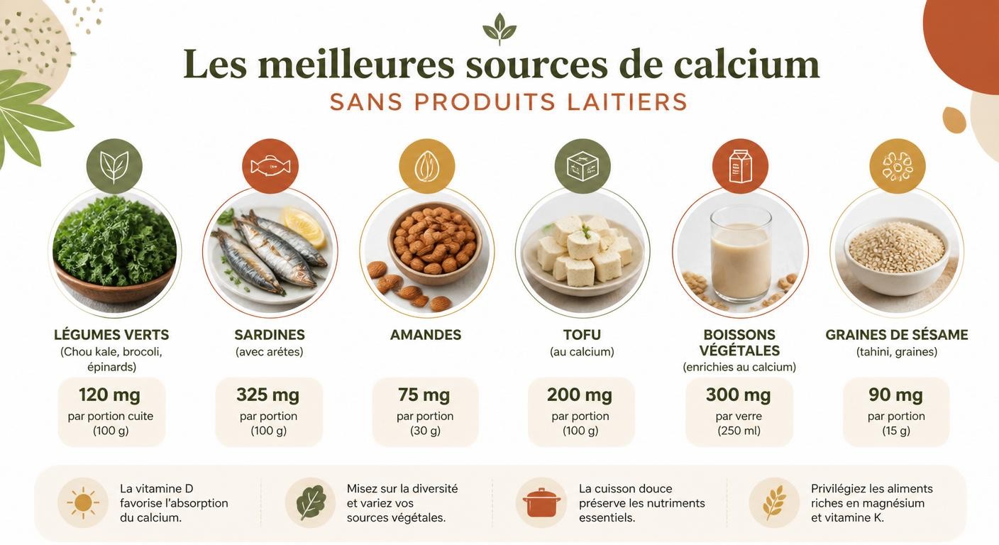 Infographie des sources de calcium sans produits laitiers