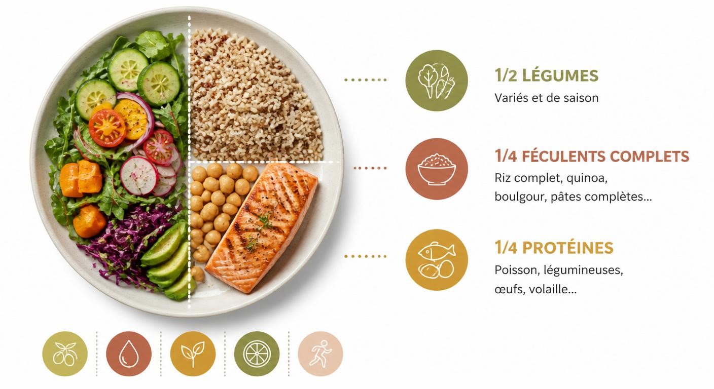Infographie de l'assiette équilibrée pour un repas familial