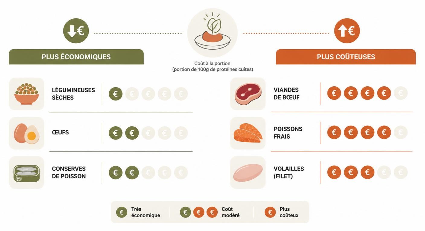 Infographie du coût à la portion des sources de protéines pour un menu familial économique