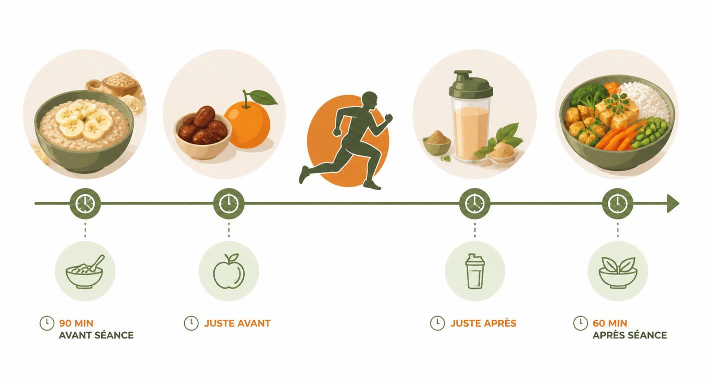 Chronologie nutritionnelle d'une journée d'entraînement en alimentation végane