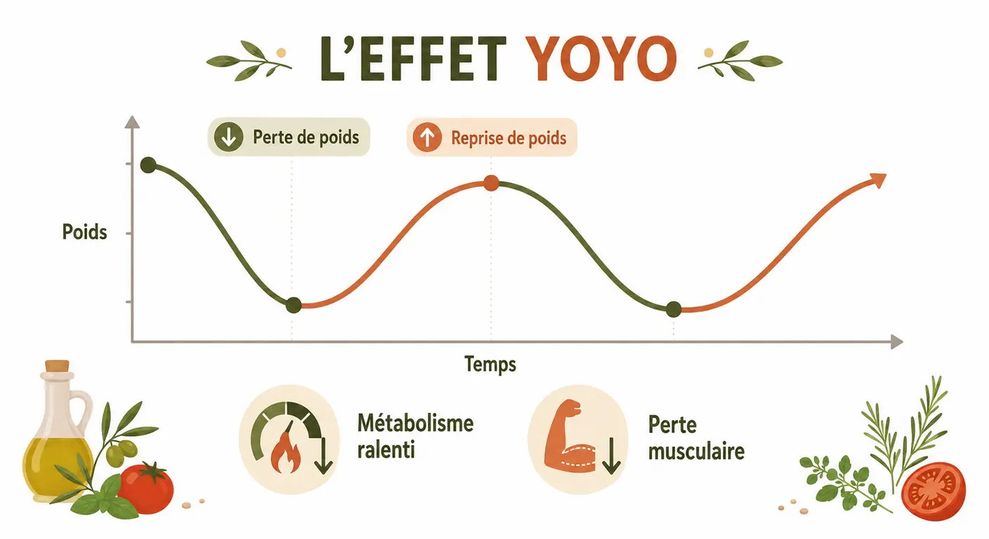 Infographie expliquant l'effet yoyo après un régime