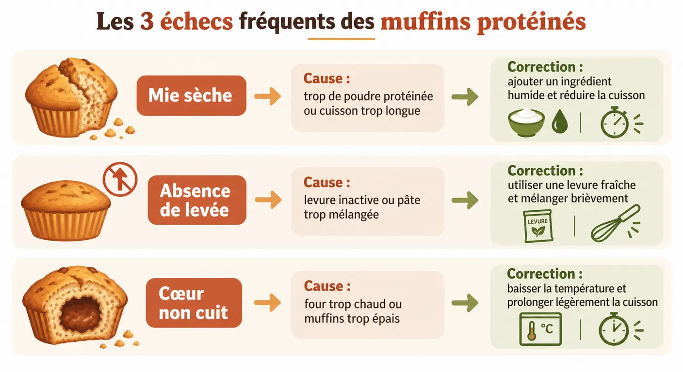 Causes et corrections des trois ratés les plus fréquents des muffins protéinés