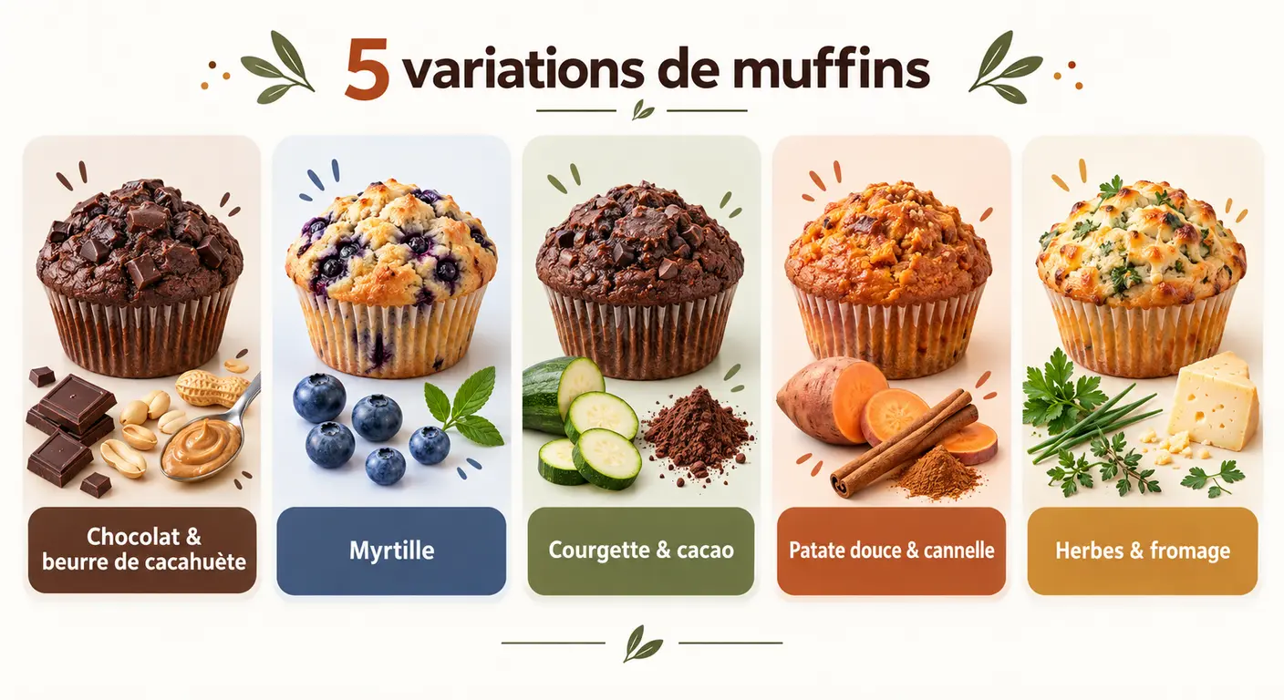 Les cinq variations de muffins sportifs à partir d'une même base