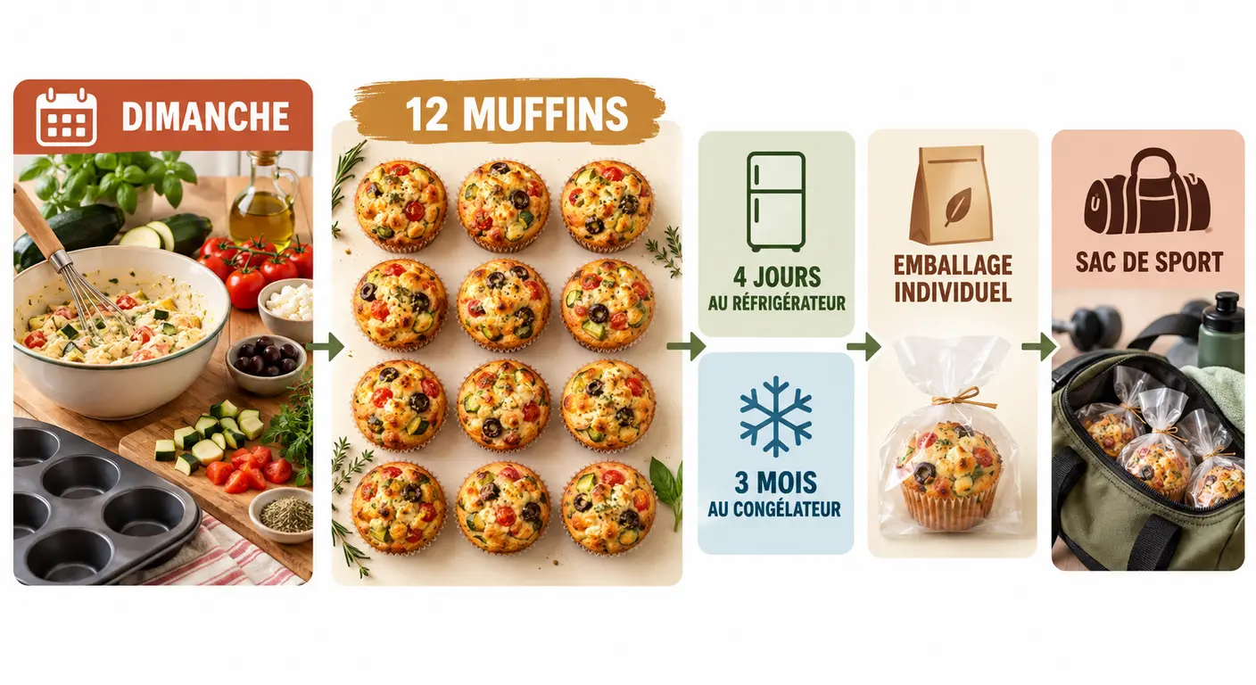 Protocole de batch cooking et de conservation des muffins sportifs