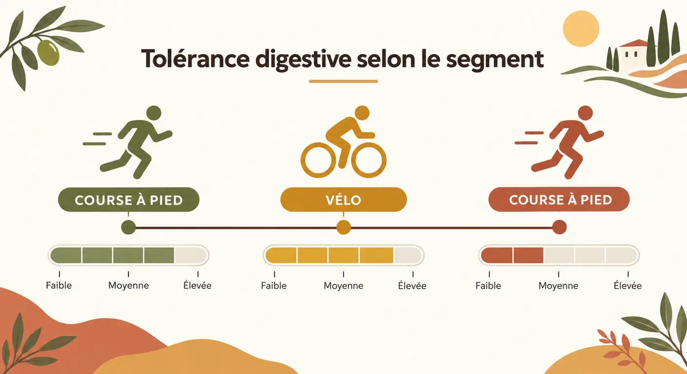 Chronologie des trois segments du duathlon et tolérance digestive associée
