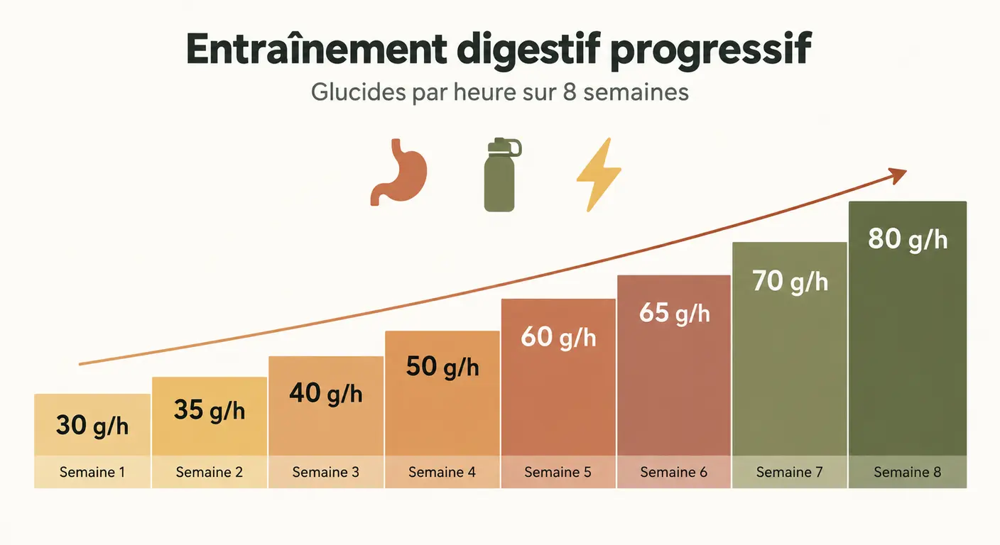 Protocole de progression digestive sur huit semaines pour l'entraînement du duathlète