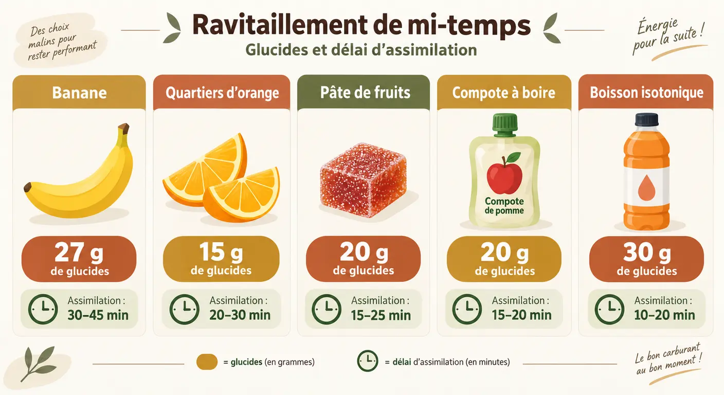 Infographie des options de ravitaillement à la mi-temps d'un match de football