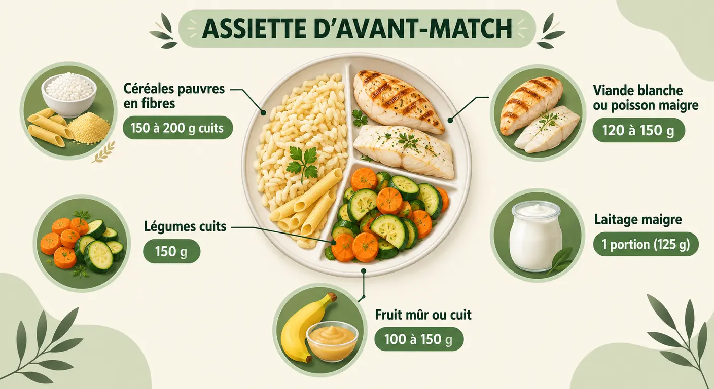 Infographie de la composition du dernier repas avant un match de football