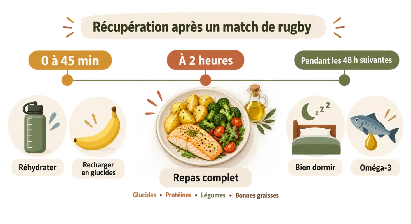 Chronologie de la récupération nutritionnelle après un match de rugby