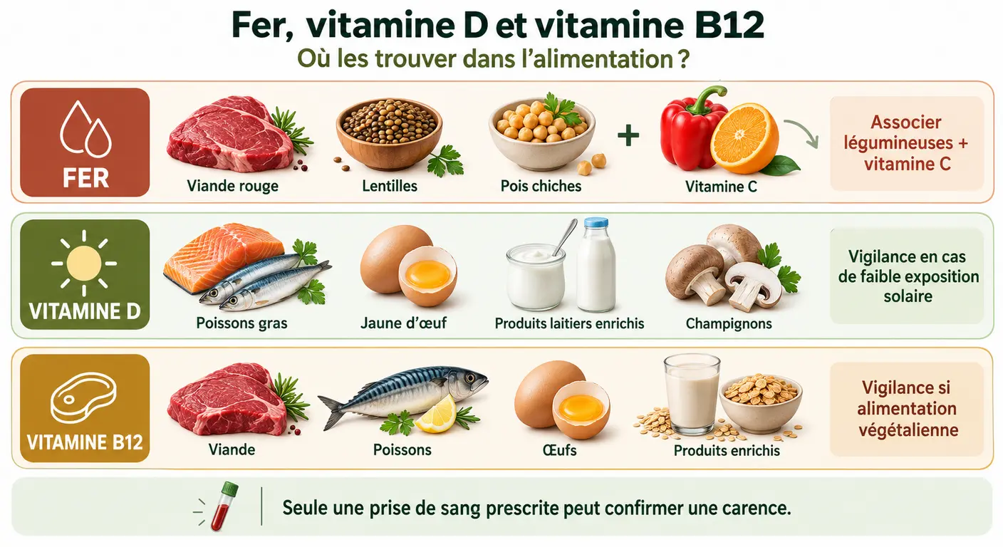 Aliments sources de fer, de vitamine D et de vitamine B12 pour le coureur de trail