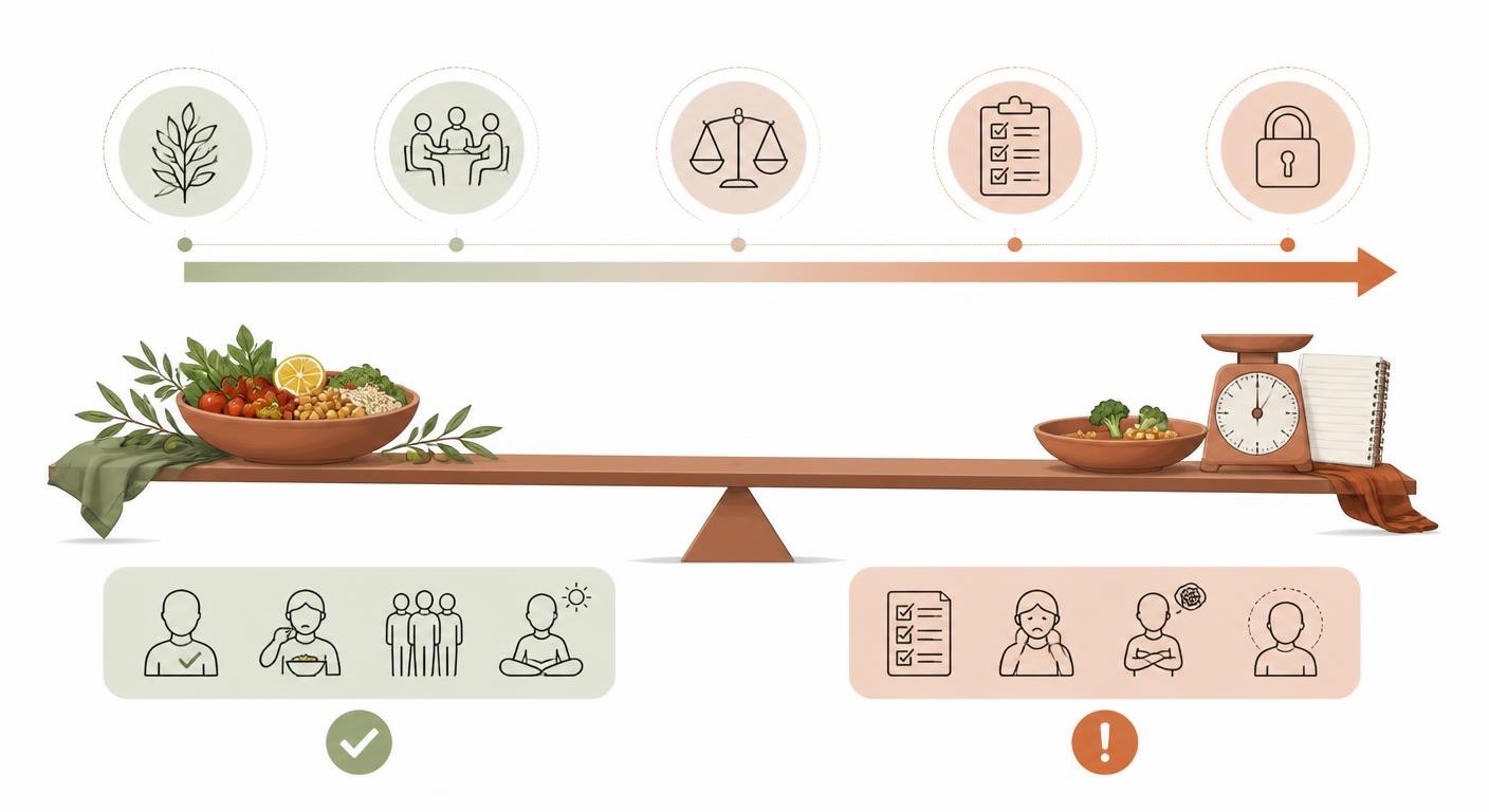 Infographie illustrant le glissement de la vigilance alimentaire vers l'obsession orthorexique