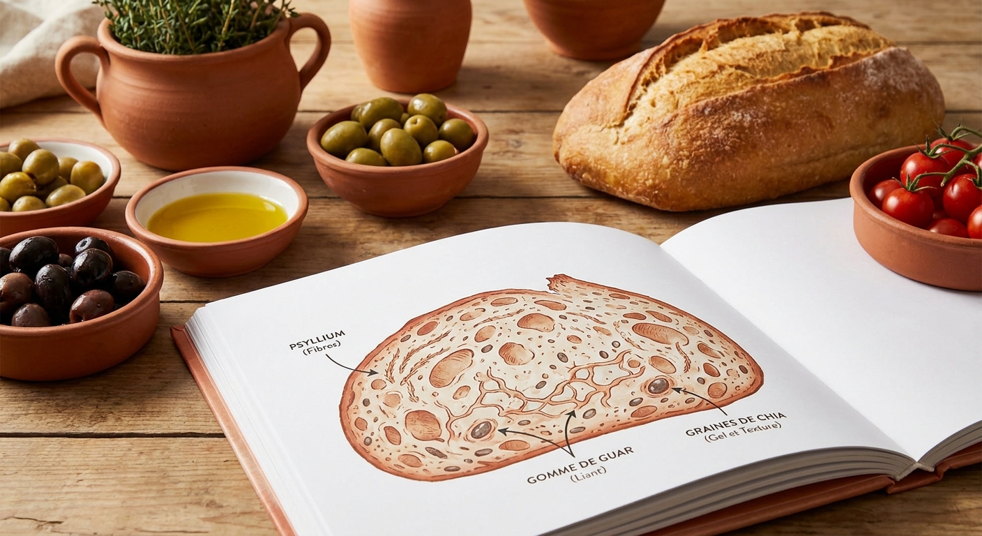Infographie sur le rôle des liants dans le pain sans gluten