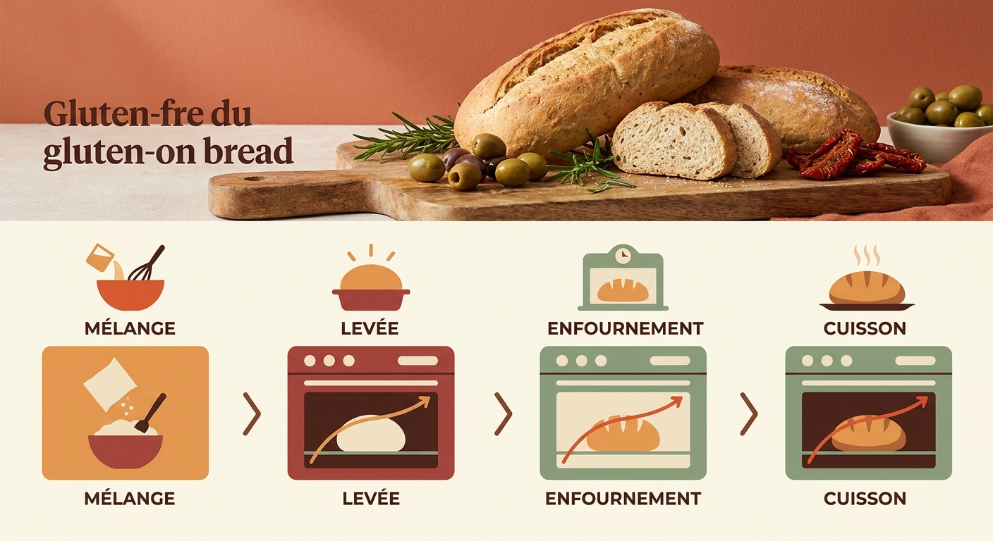 Infographie sur la levée et la cuisson du pain sans gluten