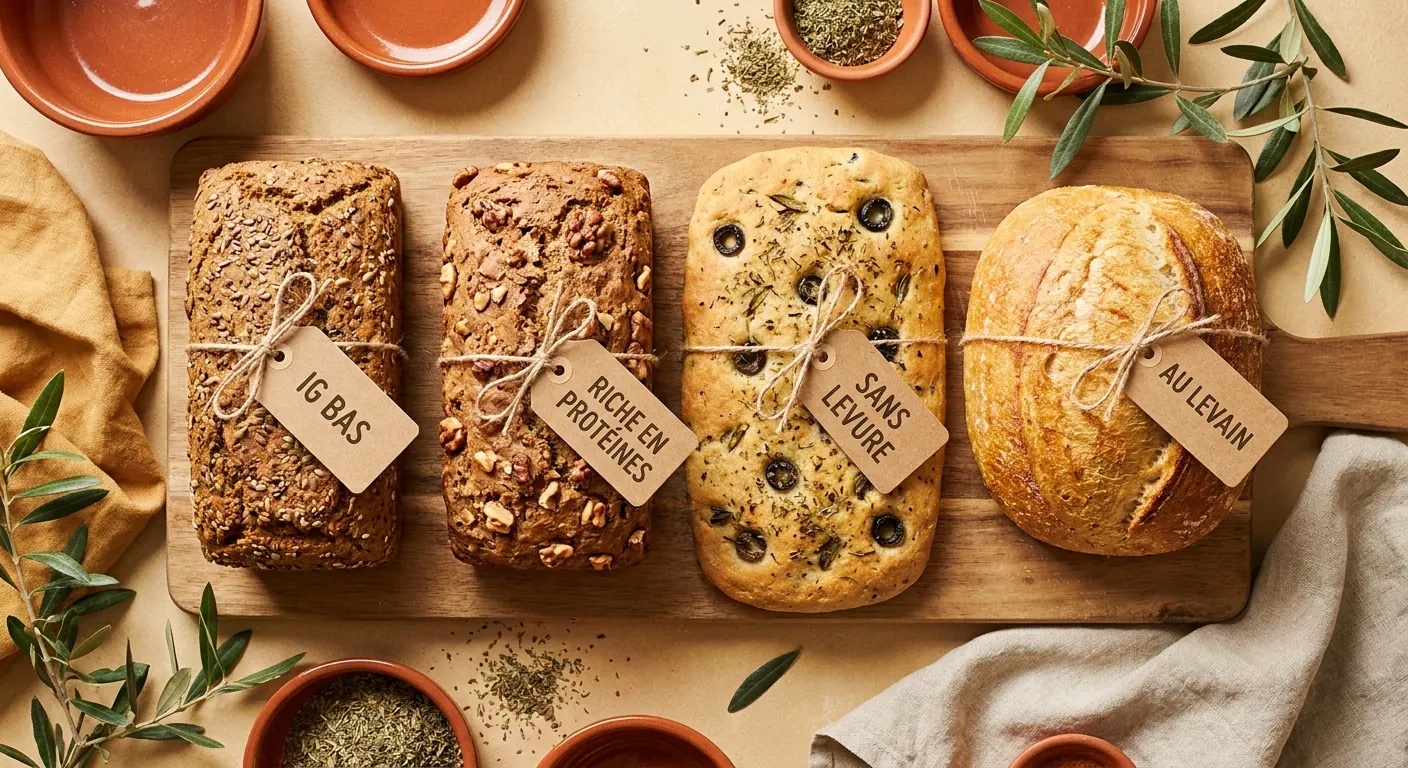Infographie des 4 variantes du pain sans gluten maison