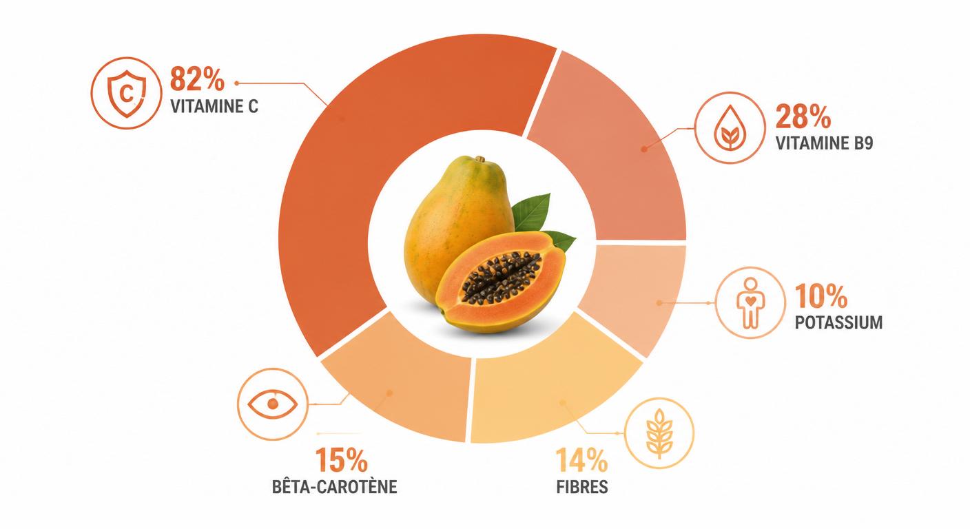 Infographie du profil nutritionnel complet de la papaye pour 100 g