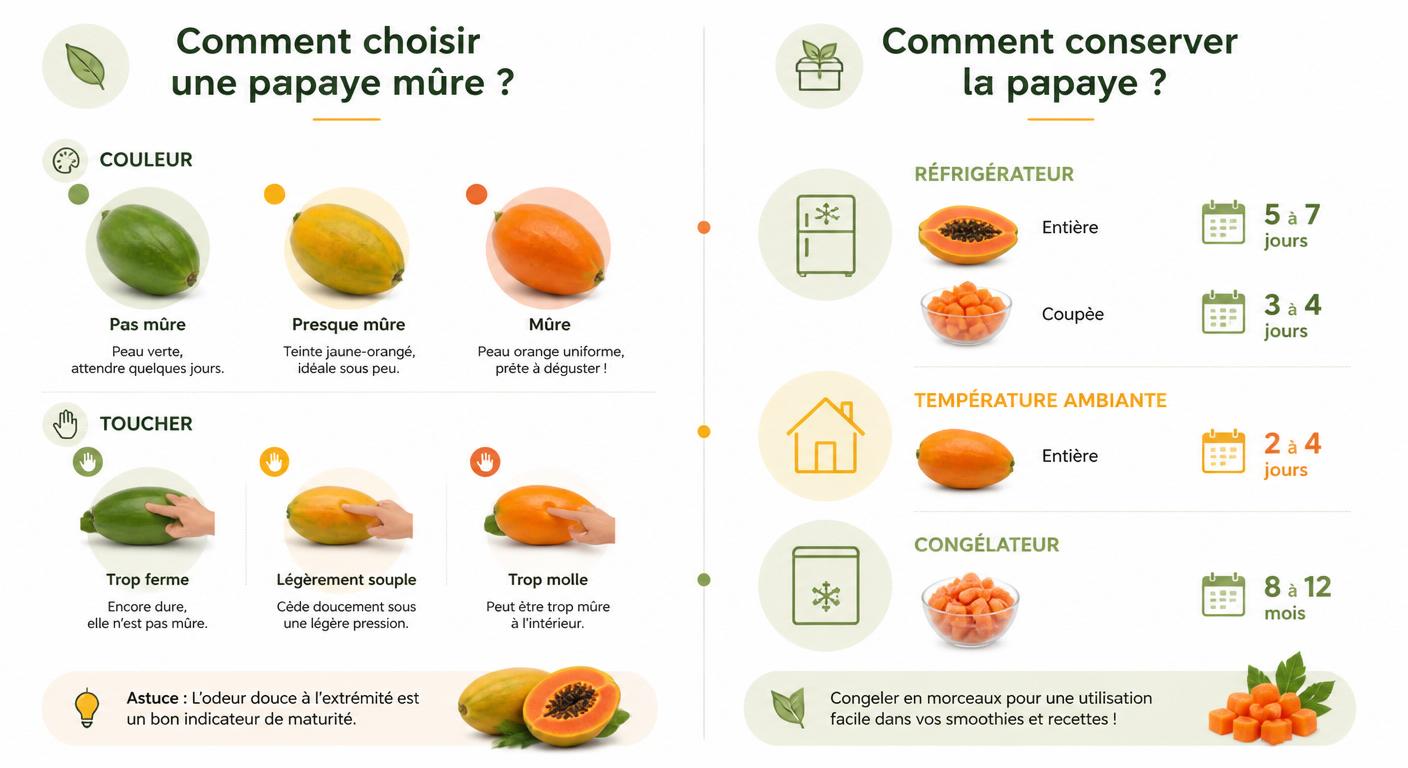 Infographie pour choisir et conserver correctement la papaye
