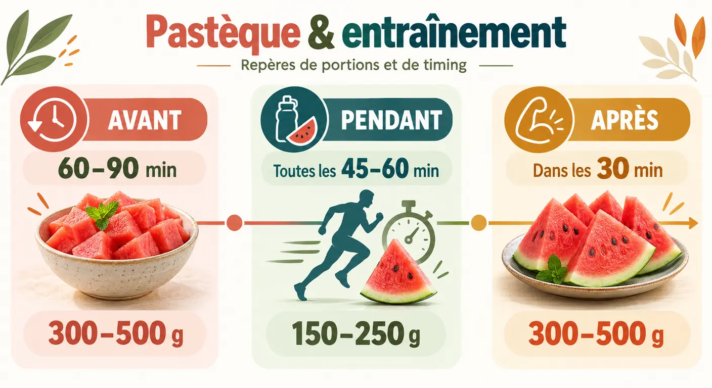 Chronologie de consommation de la pastèque autour d'une séance d'entraînement