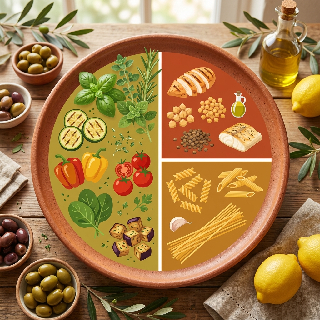 Infographie de l'assiette équilibrée avec pâtes sans gluten