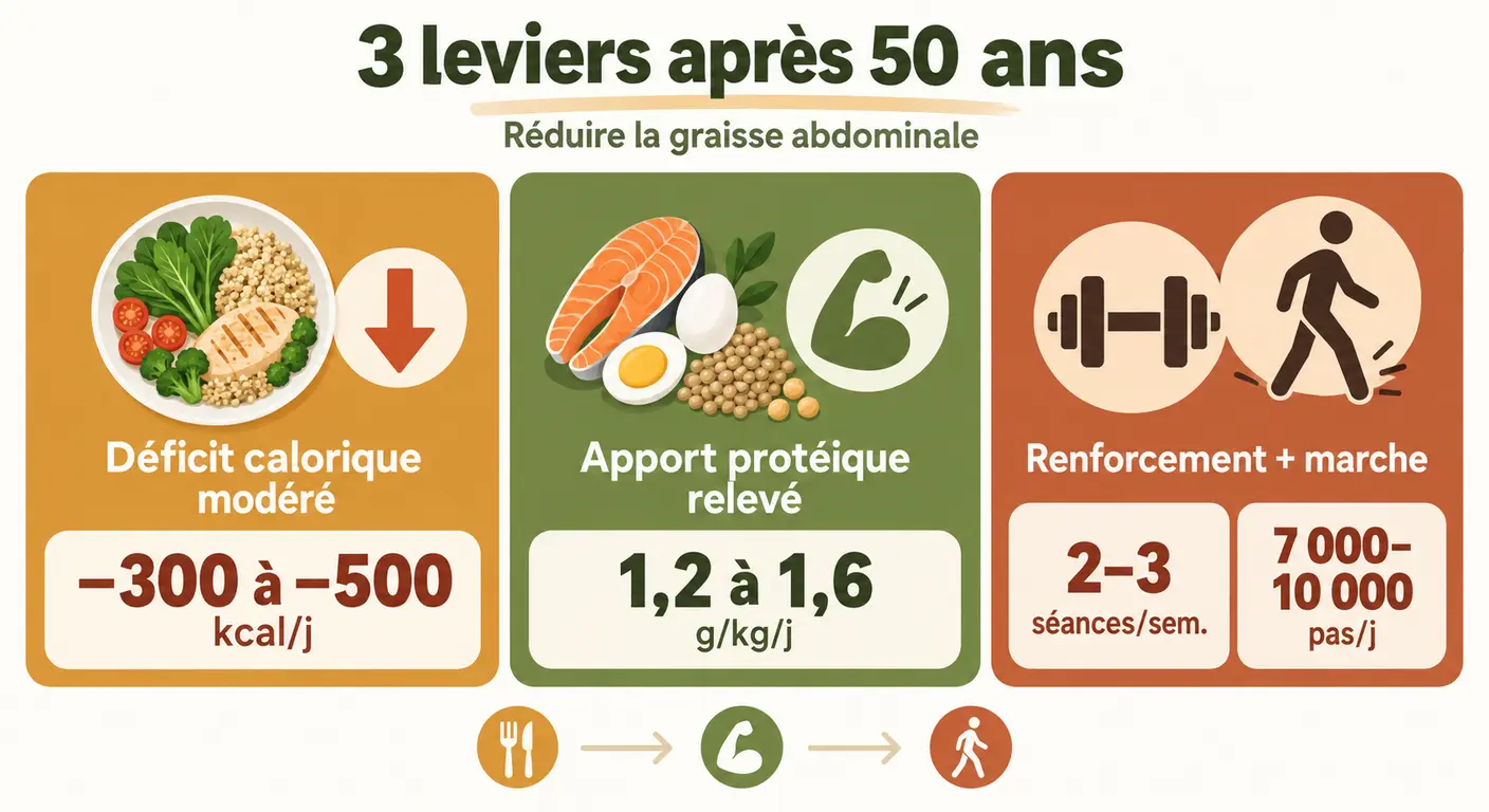Les trois leviers pour perdre du ventre chez l'homme après 50 ans