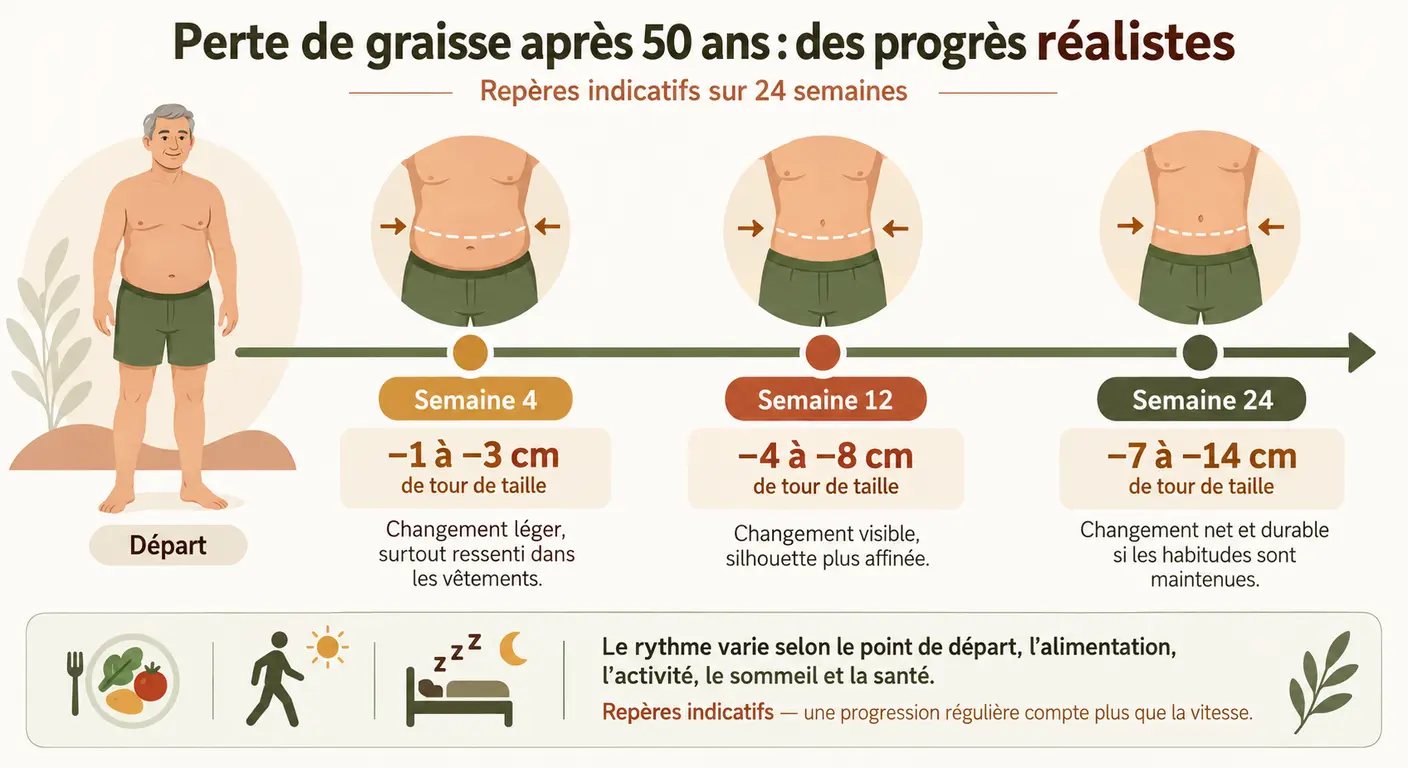 Chronologie réaliste de la perte de tour de taille sur vingt-quatre semaines après 50 ans