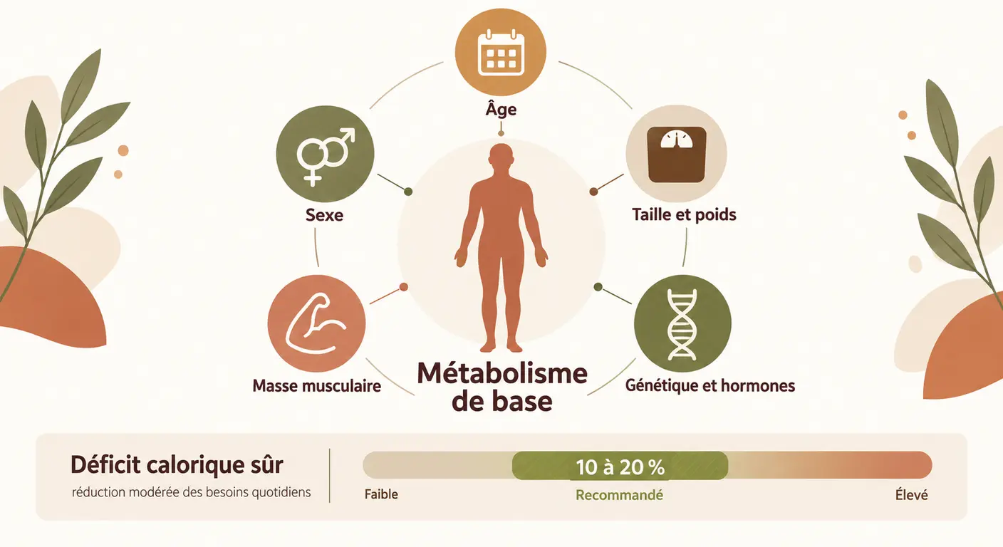 Les cinq facteurs du métabolisme de base et la fourchette de déficit calorique sûre