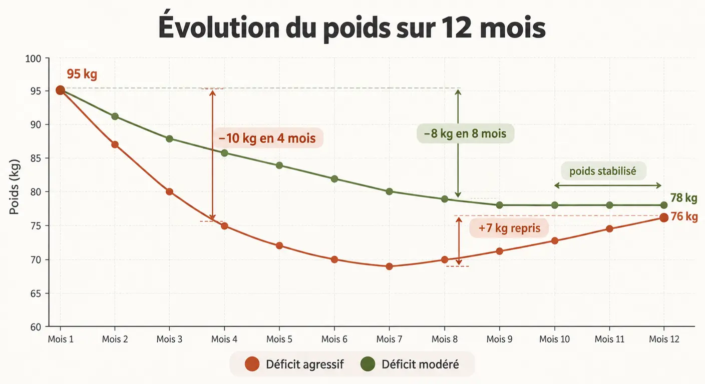 Comparaison d'un déficit agressif et d'un déficit modéré sur douze mois