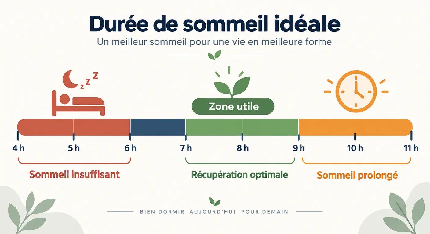 Infographie de la zone de sommeil utile entre sept et neuf heures